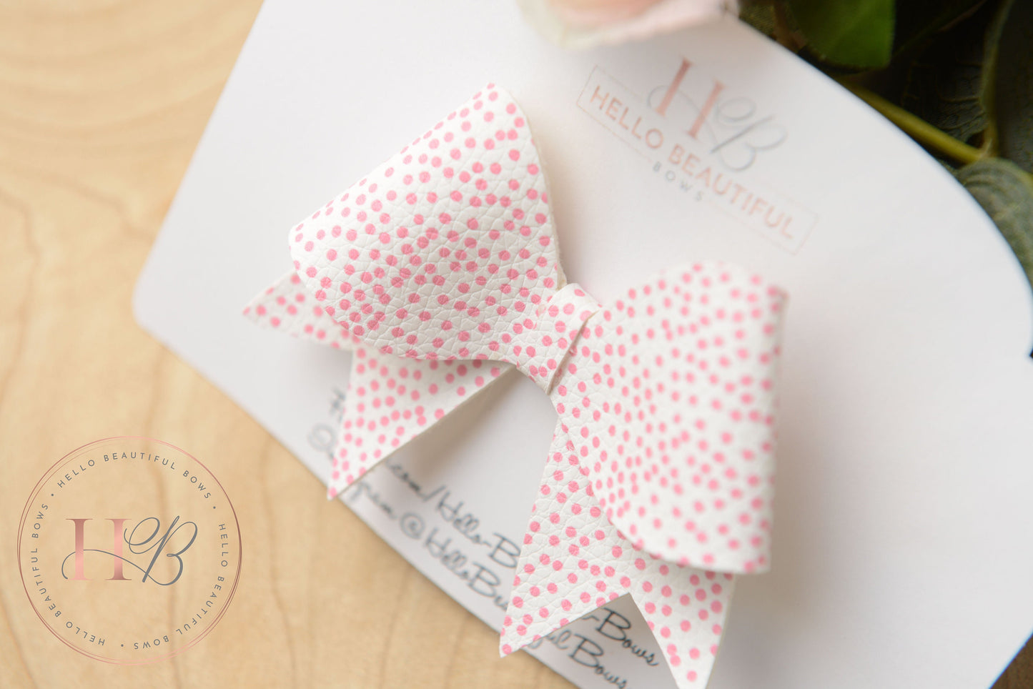 White and Pink polka dot bow, Hair Bows, Hair clips, Girls white and pink Polka dot Bow, Baby bow, Baby Headband, Girls Headband