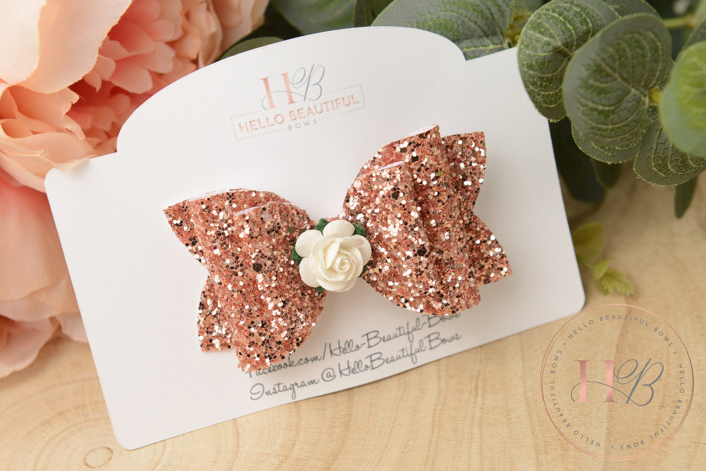 Rose Gold Glitter hair bows, Autumn hair bows, girls hair bows, hair clips, baby headbands