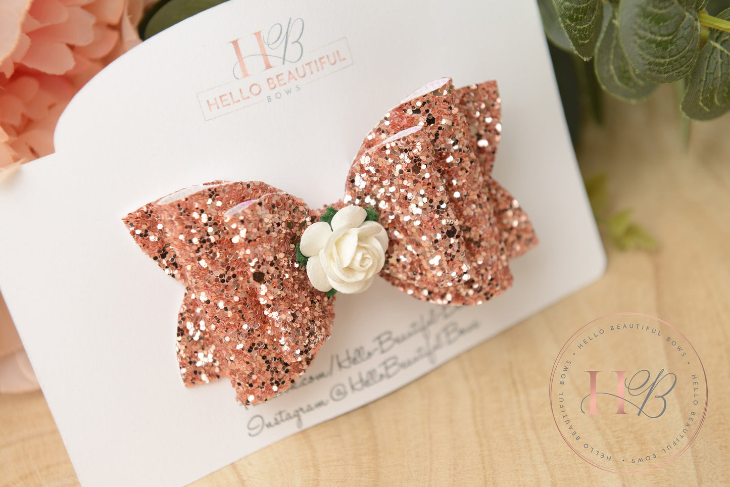 Rose Gold Glitter hair bows, Autumn hair bows, girls hair bows, hair clips, baby headbands