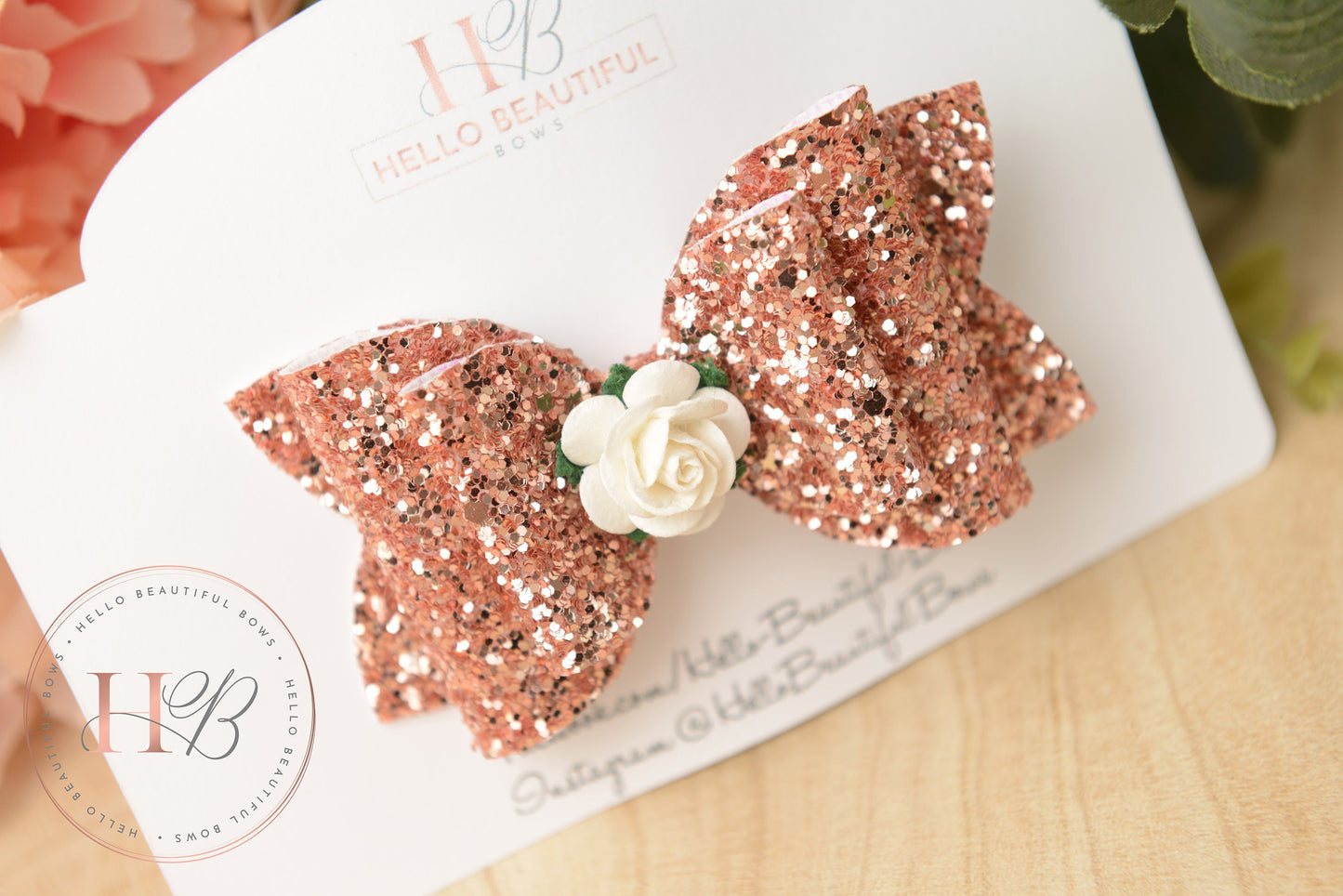 Rose Gold Glitter hair bows, Autumn hair bows, girls hair bows, hair clips, baby headbands