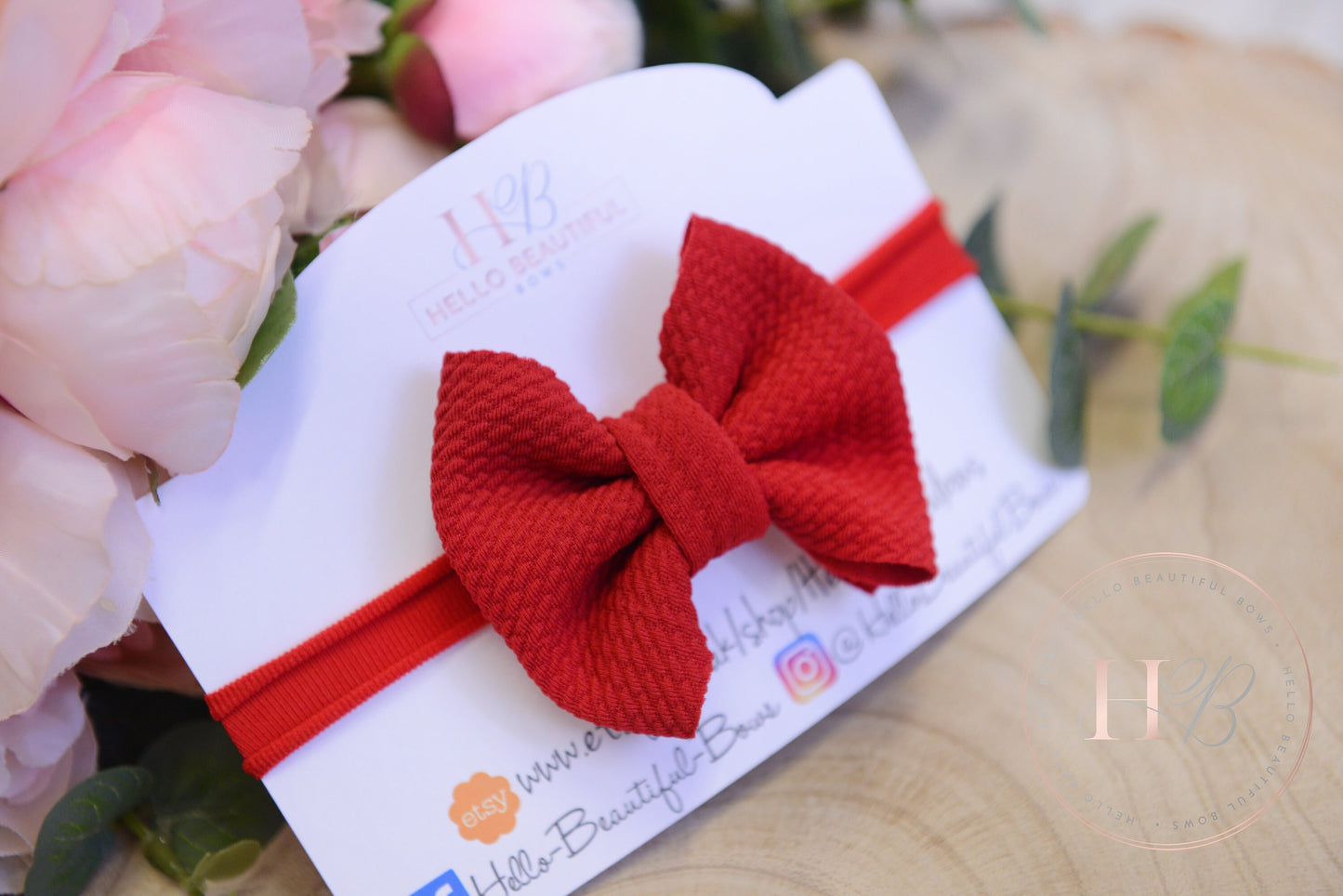 Red Bullet fabric headbands, baby headbands, baby girl headbands, Christmas headbands, soft headbands, baby bows, hair bows,