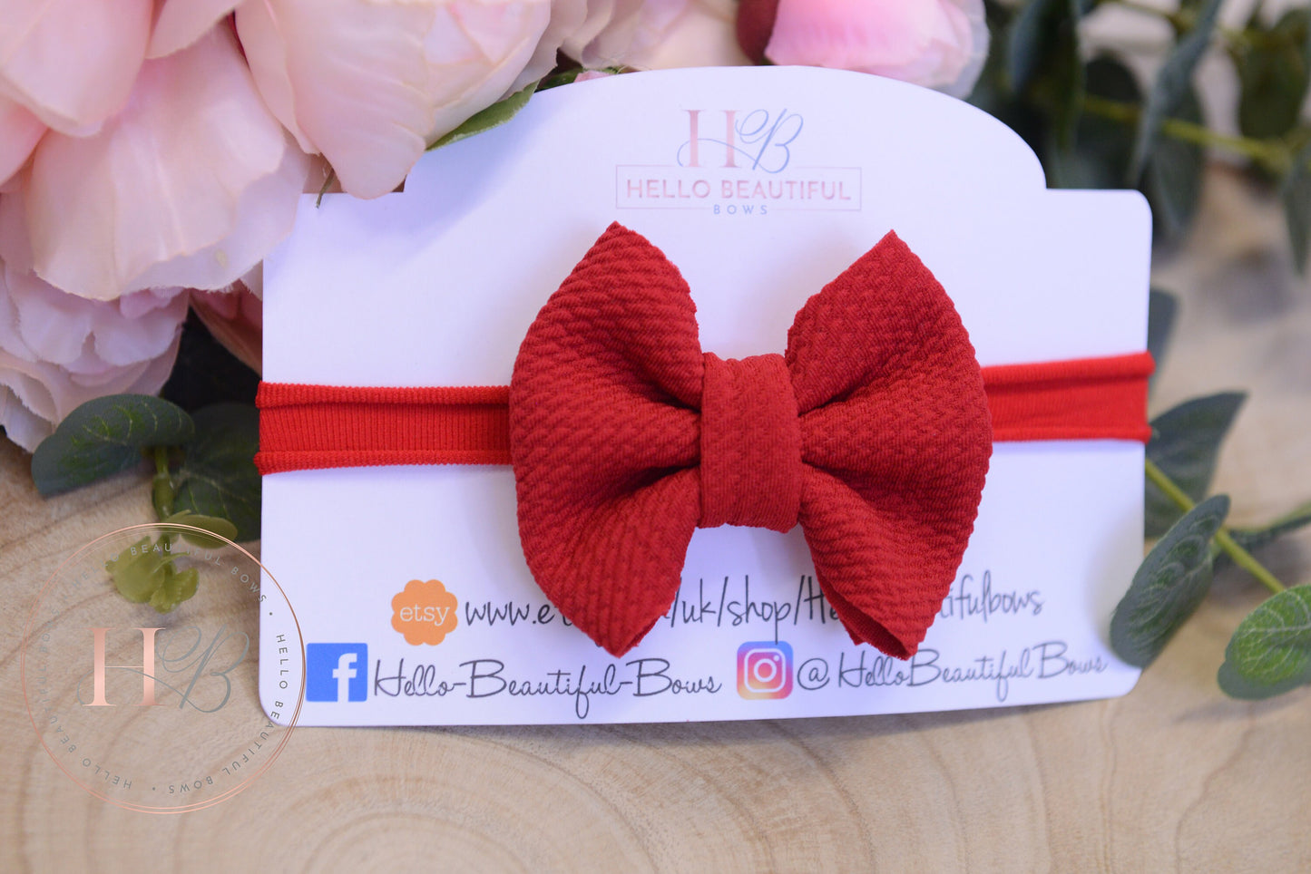 Red Bullet fabric headbands, baby headbands, baby girl headbands, Christmas headbands, soft headbands, baby bows, hair bows,