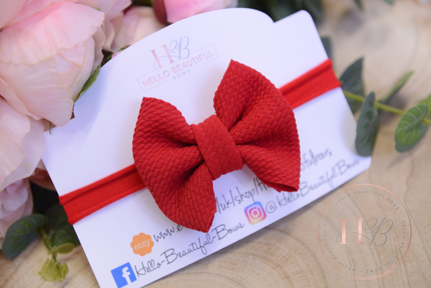 Red Bullet fabric headbands, baby headbands, baby girl headbands, Christmas headbands, soft headbands, baby bows, hair bows,