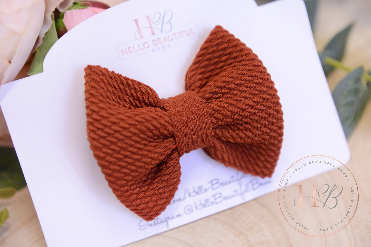 Autumn rust bullet fabric hair bow, hair bows, girls hair clip, autumn hair clips