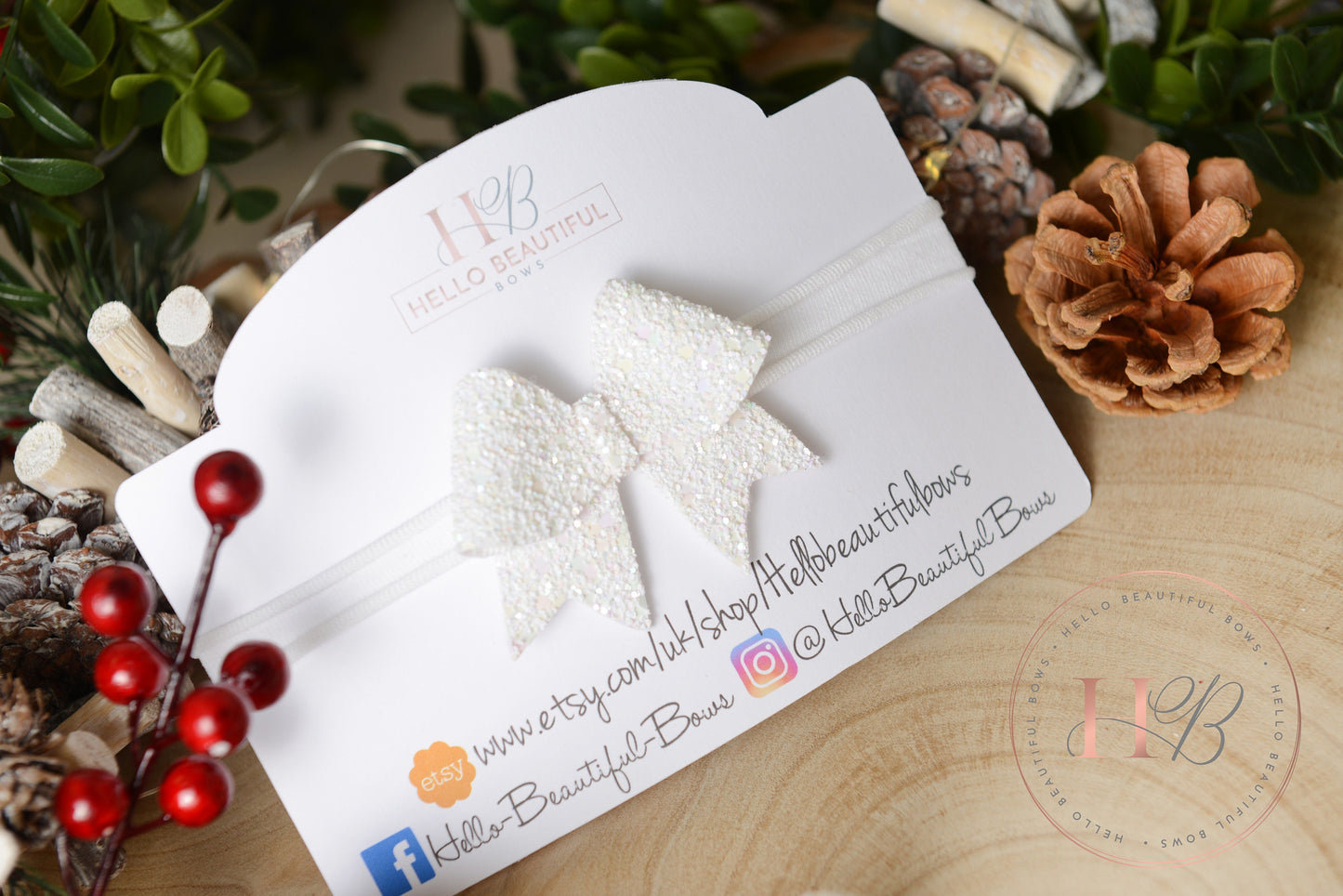 christmas baby headband, white glitter headband, white baby headband, newborn headband,