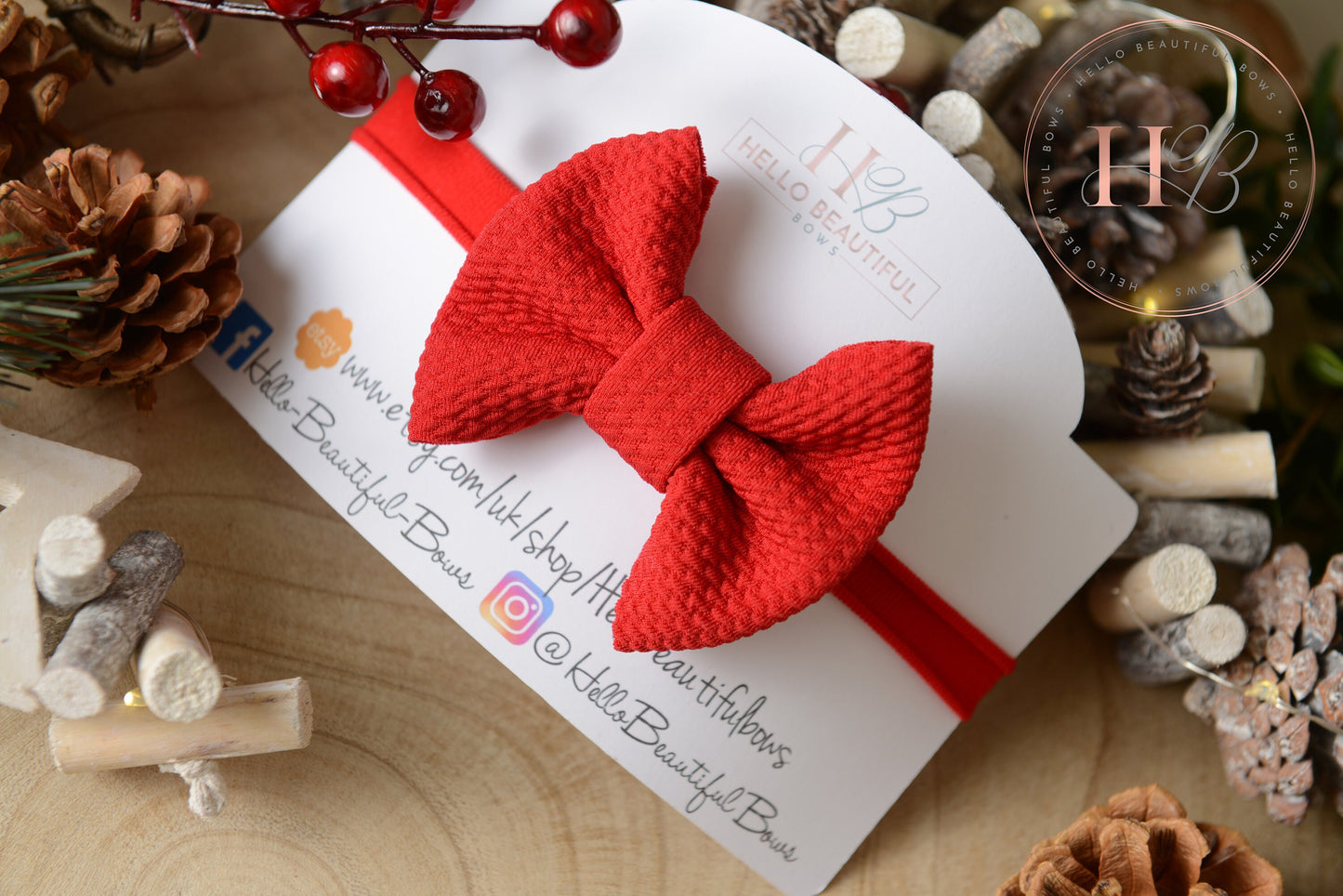 Red Bullet fabric headbands, baby headbands, baby girl headbands, Christmas headbands, soft headbands, baby bows, hair bows,
