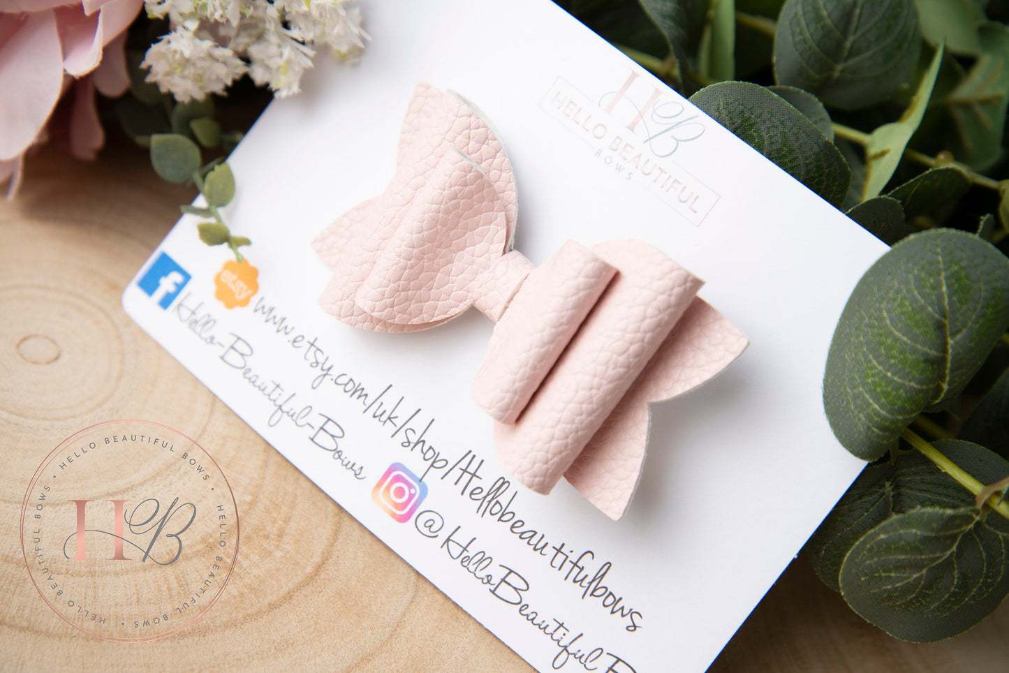 Baby pink leatherette hair bow , spring hair bows, girls hair bows, hair clips, baby headbands, girls headbands