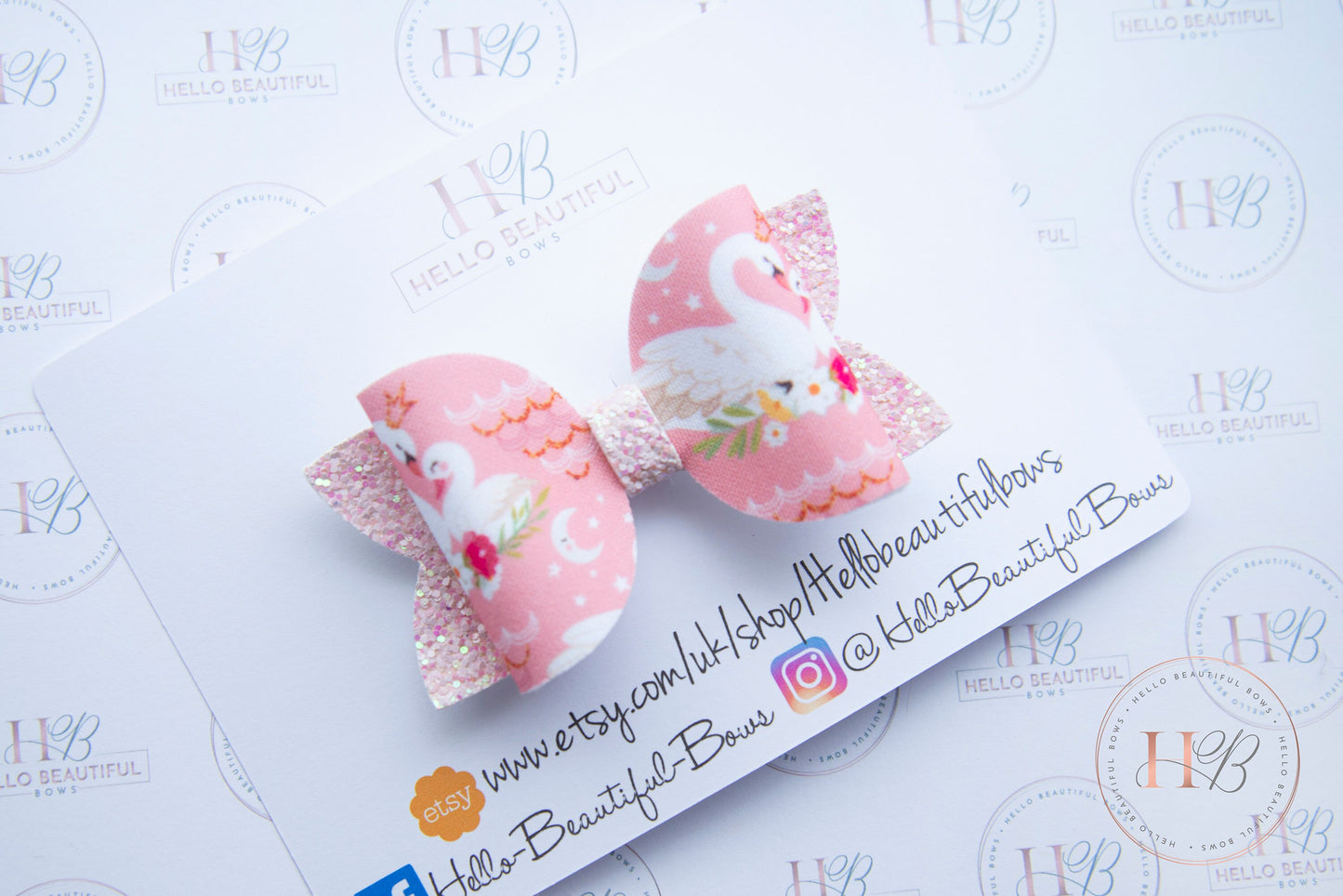 Pink Swan Hair bow, hair bows, hair clips, girls bow, girls headband, girls clips