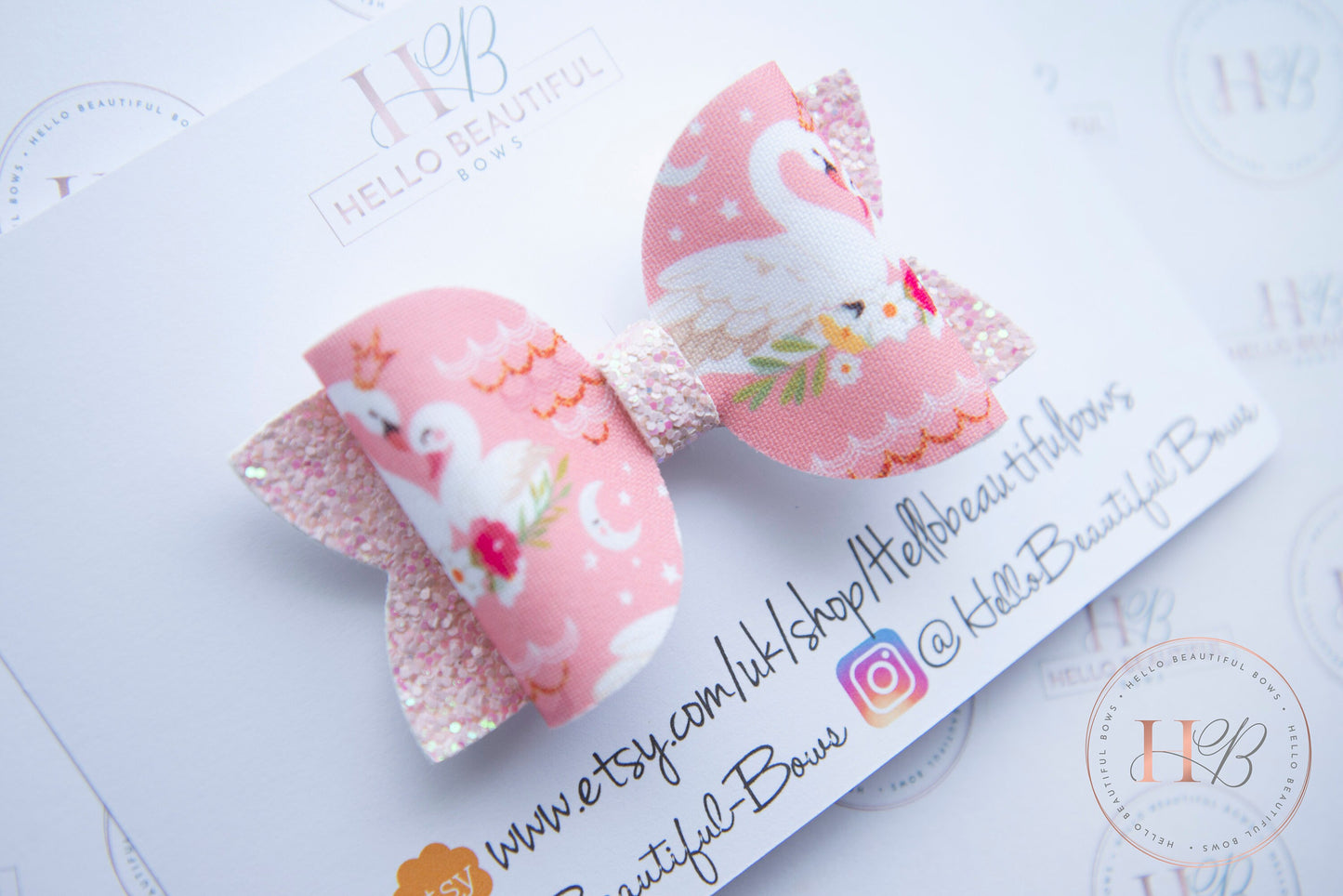 Pink Swan Hair bow, hair bows, hair clips, girls bow, girls headband, girls clips