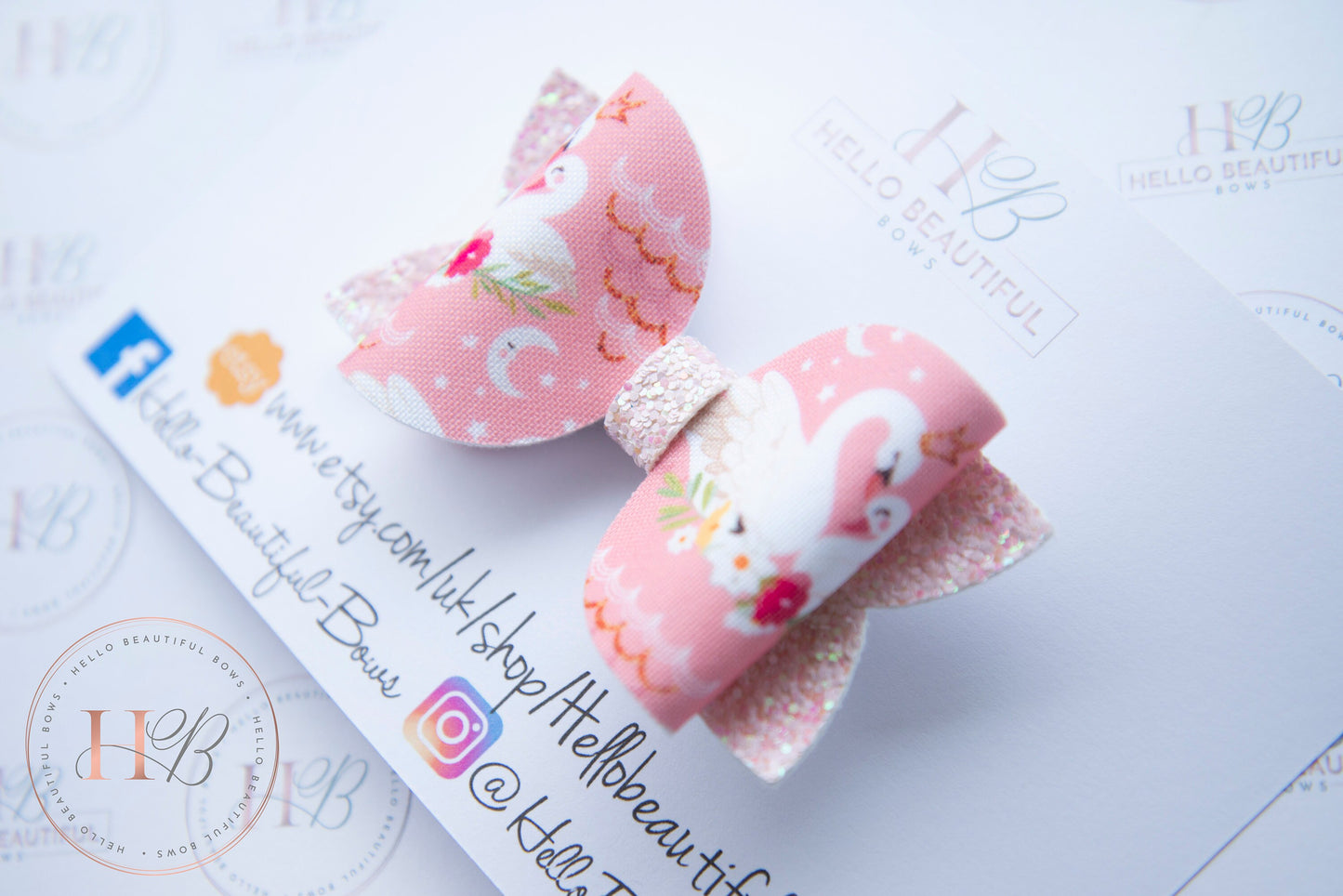Pink Swan Hair bow, hair bows, hair clips, girls bow, girls headband, girls clips