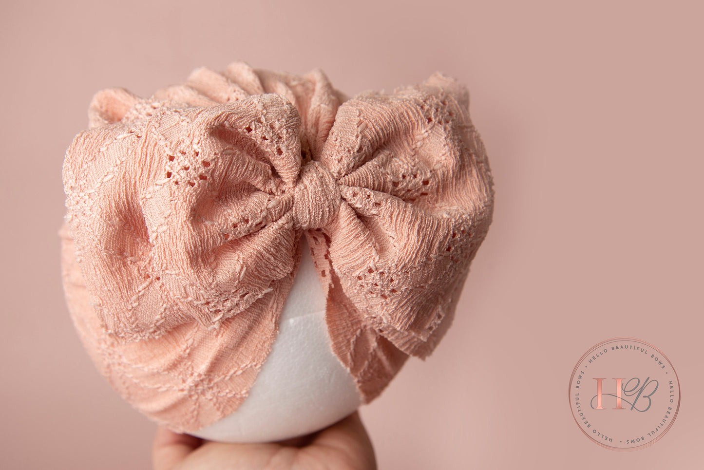 Baby turban, baby hat, baby accessory, baby shower gift, baby bow turban, summer turban, Brodrie peach Turban