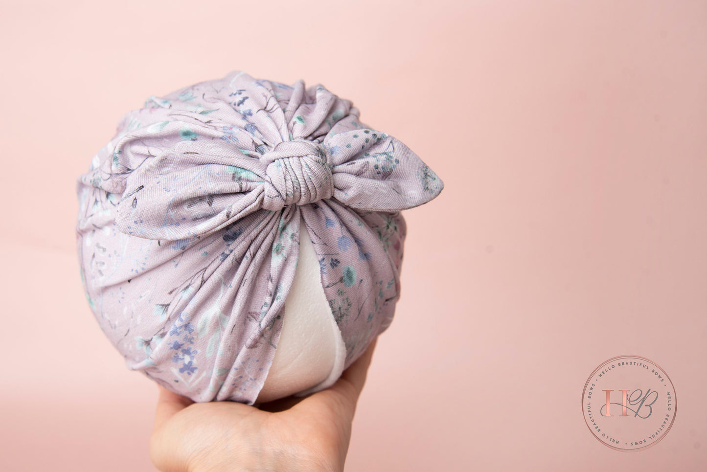 Baby turban, baby hat, baby accessory, baby shower gift, floral turban, baby bow turban, summer turban, lilac turban