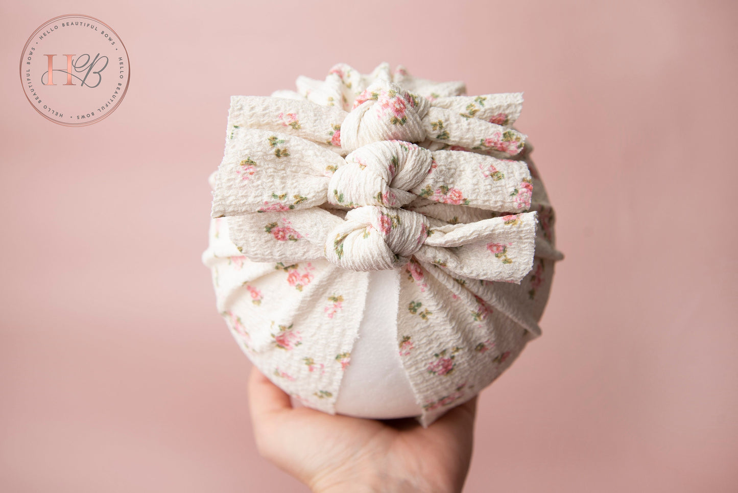 Baby turban, baby hat, baby accessory, baby shower gift, Cream Turban, baby bow turban, summer turban, floral Turban
