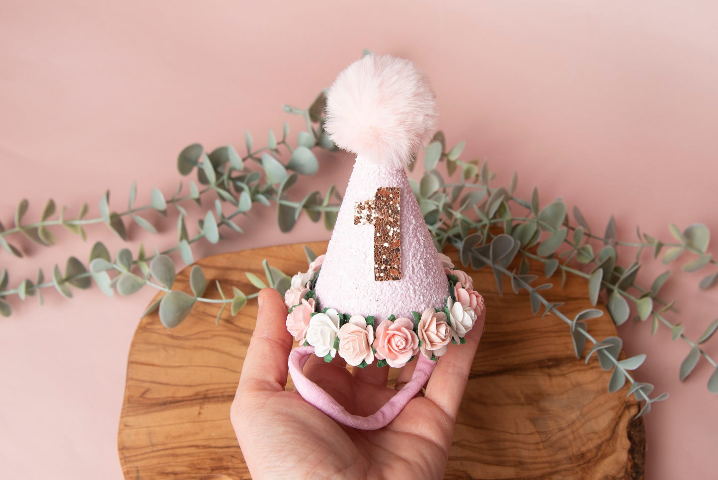 Pink birthday party hat, 1st birthday crown, 2nd birthday crown, Cake smash hat, birthday crown, party hat, first birthday girl,