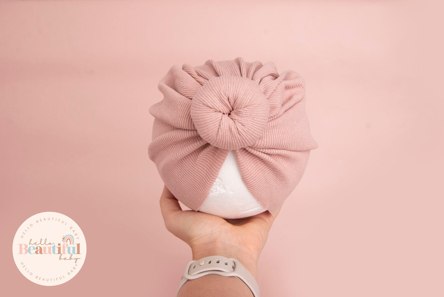 Baby turban, baby hat, baby accessory, baby shower gift, pink turban, donut turban, ribbed turban