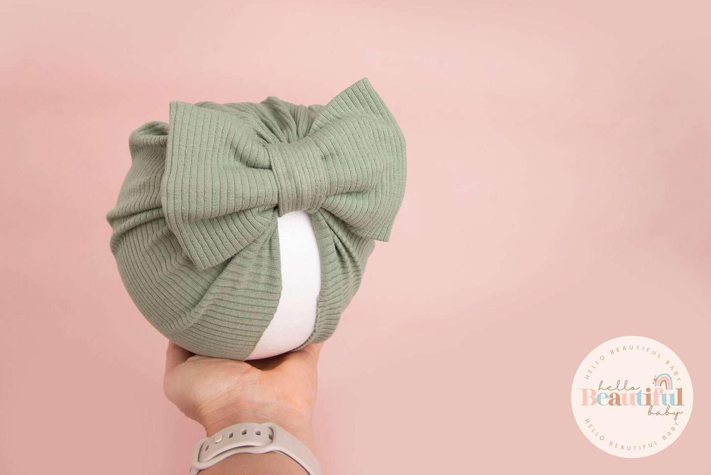 Baby turban, baby hat, baby accessory, baby shower gift, Khaki turban, bow turban, ribbed turban