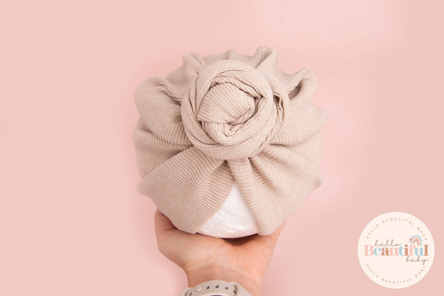 Baby turban, baby hat, baby accessory, baby shower gift, Beige turban, plait turban, ribbed turban