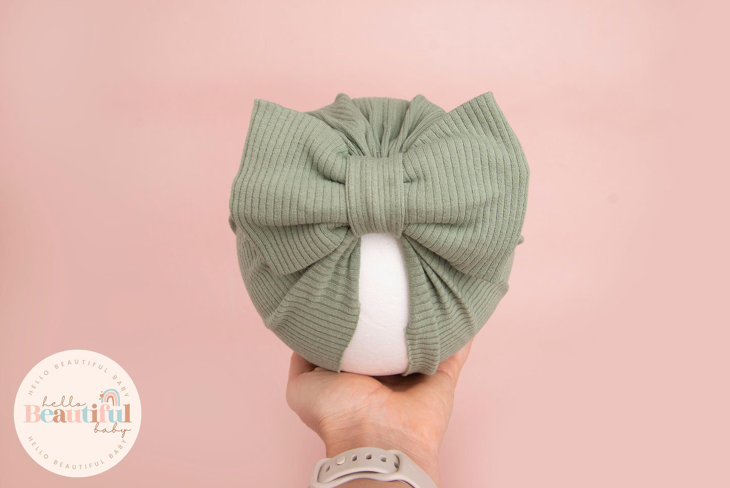 Baby turban, baby hat, baby accessory, baby shower gift, Khaki turban, bow turban, ribbed turban