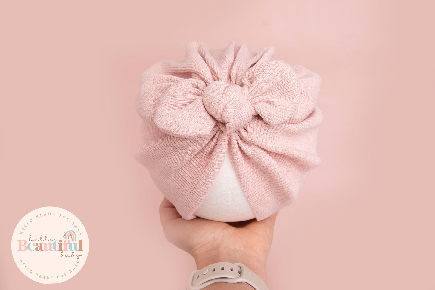Baby turban, baby hat, baby accessory, baby shower gift, pink turban, bow turban, ribbed turban
