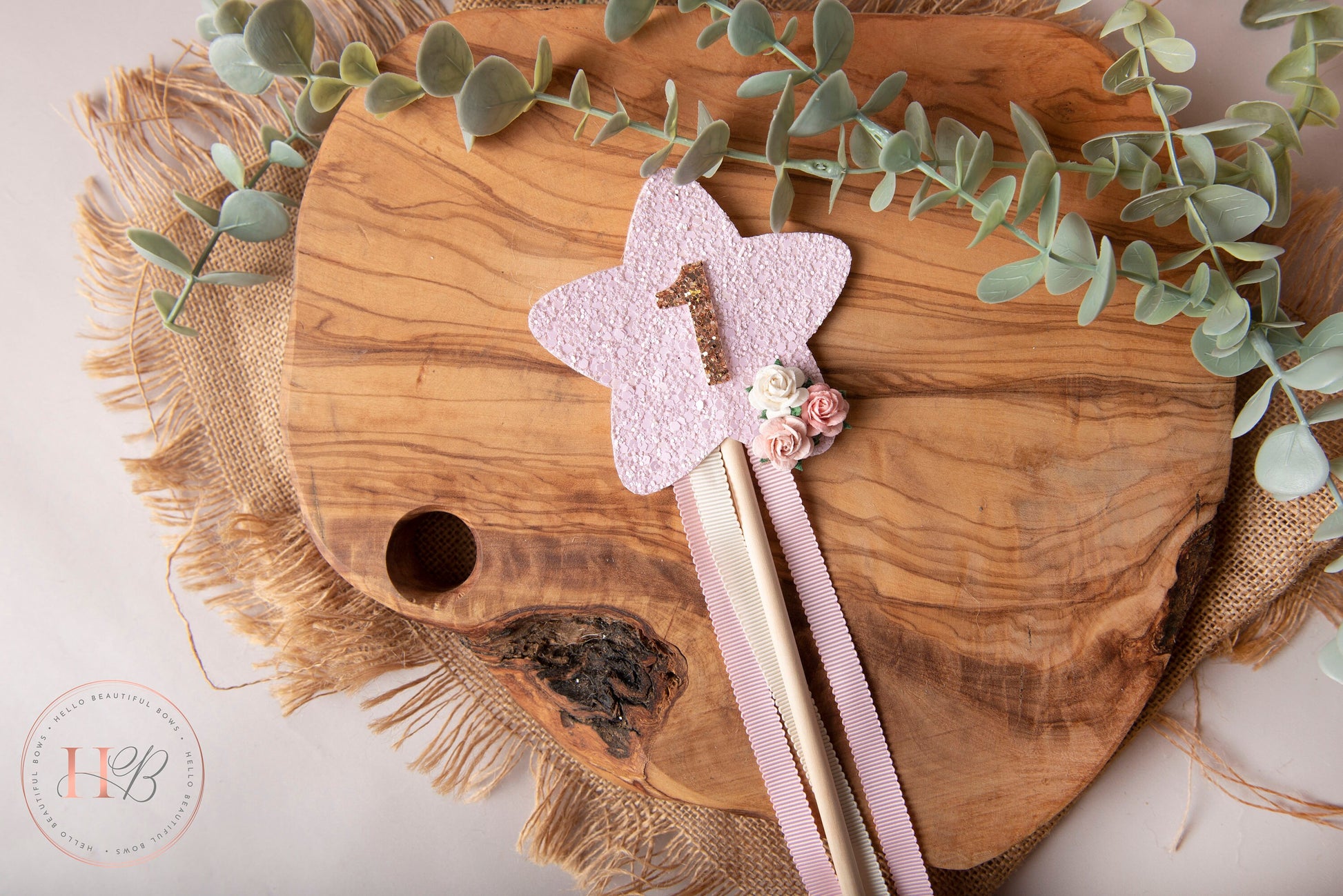 Birthday Wand, princess birthday wand, personalised wand, first birthday, cake smash prop, glitter wand, pink wand