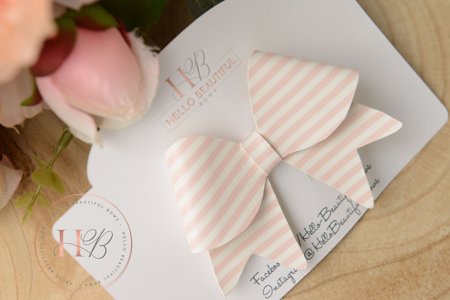 Pink Stripe Hair Bow, Hair bows, Hair clips, Girls pink stripe bow, Baby headband, girls headband