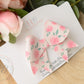 Pink Floral bow, Hair Bows, Hair clips, Girls pink floral dot Bow, Baby bow, Baby Headband, Girls Headband