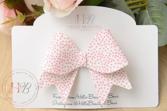 White and Pink polka dot bow, Hair Bows, Hair clips, Girls white and pink Polka dot Bow, Baby bow, Baby Headband, Girls Headband