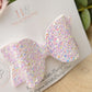 White and Lilac chunky glitter hair bow, hair bows, Girls glitter bow, baby headband girls headband