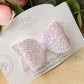 White and Lilac chunky glitter hair bow, hair bows, Girls glitter bow, baby headband girls headband
