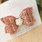 Rose Gold Glitter hair bows, Autumn hair bows, girls hair bows, hair clips, baby headbands