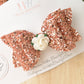 Rose Gold Glitter hair bows, Autumn hair bows, girls hair bows, hair clips, baby headbands