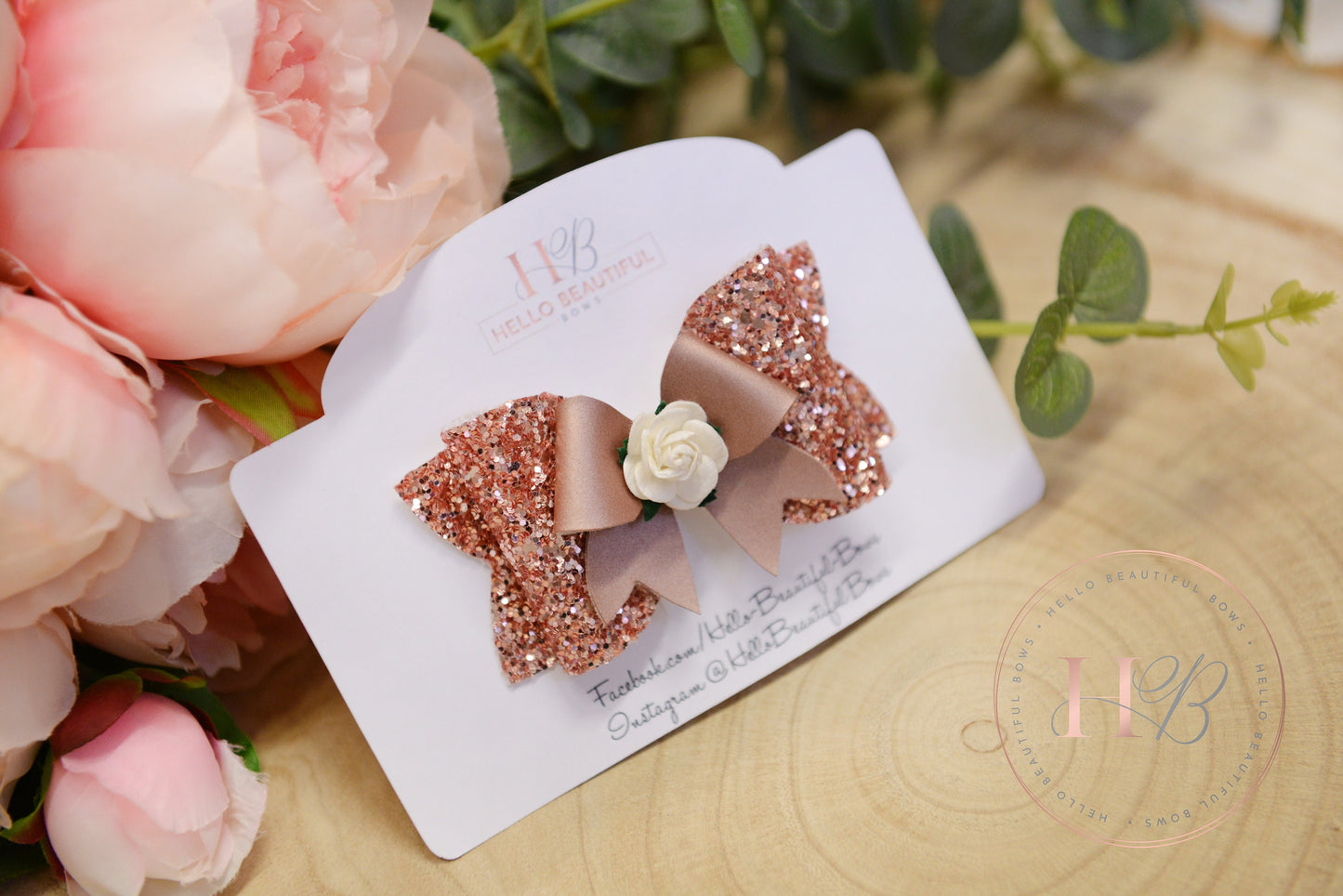 Rose gold glitter hair bow, girls headband, girls bows, girls hair clips, clip