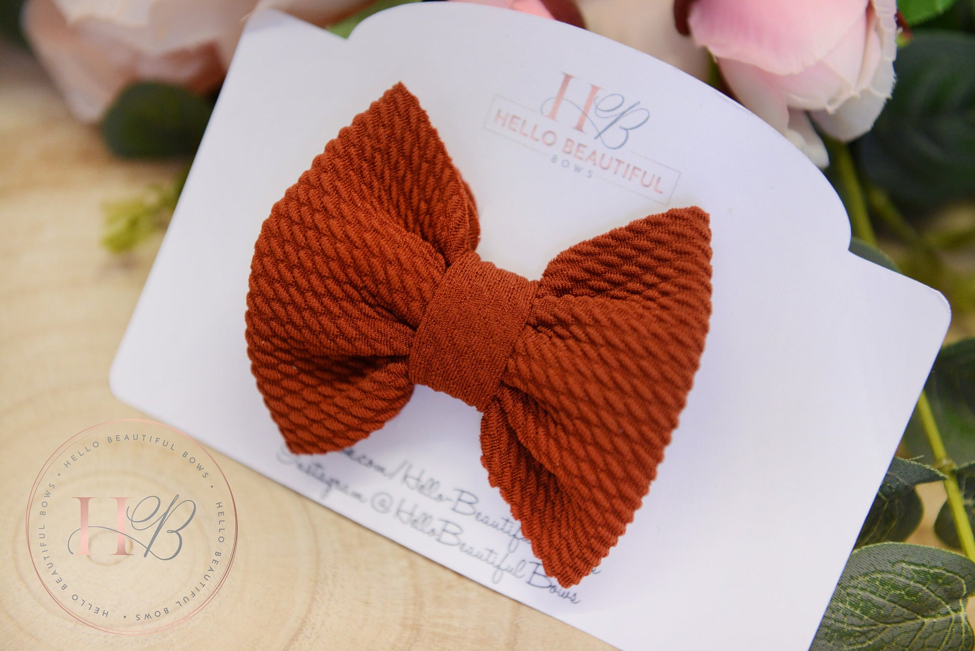 Autumn rust bullet fabric hair bow, hair bows, girls hair clip, autumn hair clips