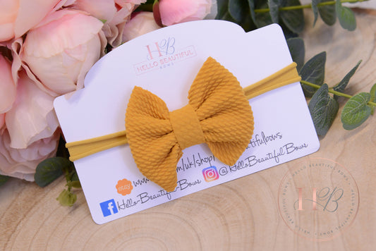 Mustard Bullet fabric headbands, baby headbands, baby girl headbands, autumn headbands, soft headbands, baby bows, hair bows,
