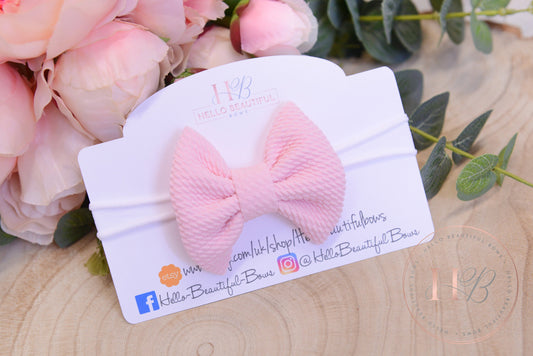 Baby pink Bullet fabric headbands, baby headbands, baby girl headbands, soft headbands, baby bows, hair bows,