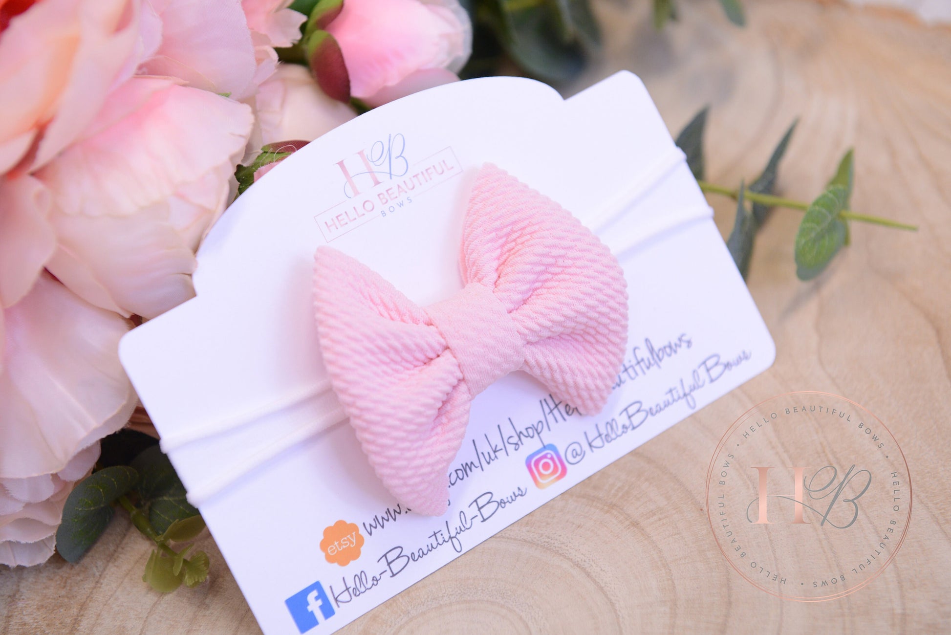 Baby pink Bullet fabric headbands, baby headbands, baby girl headbands, soft headbands, baby bows, hair bows,