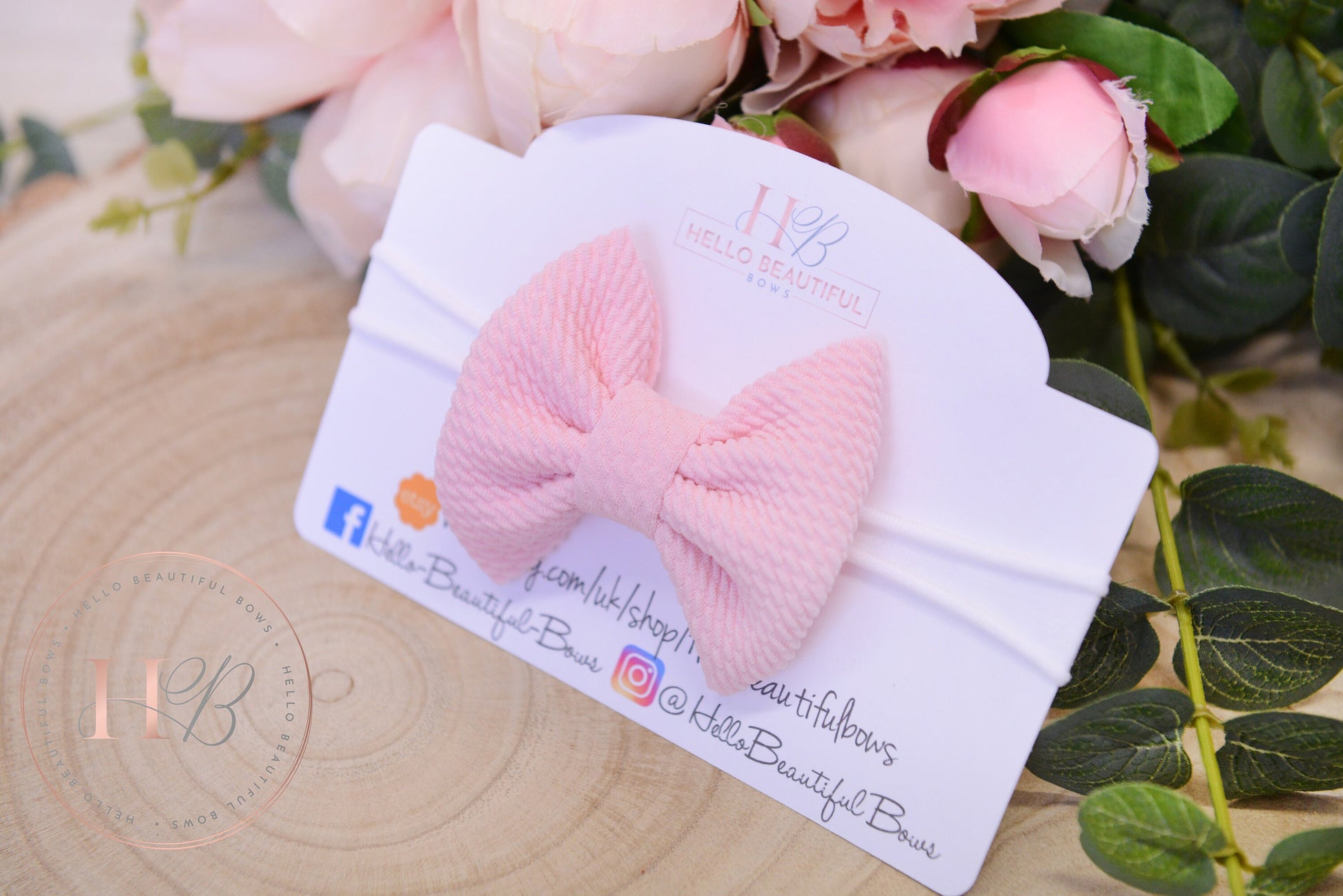 Baby pink Bullet fabric headbands, baby headbands, baby girl headbands, soft headbands, baby bows, hair bows,