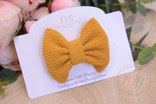 Mustard bullet fabric hair bow, hair bows, hair clip, girls clips, autumn hair clips