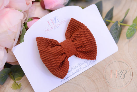 Autumn rust bullet fabric hair bow, hair bows, girls hair clip, autumn hair clips