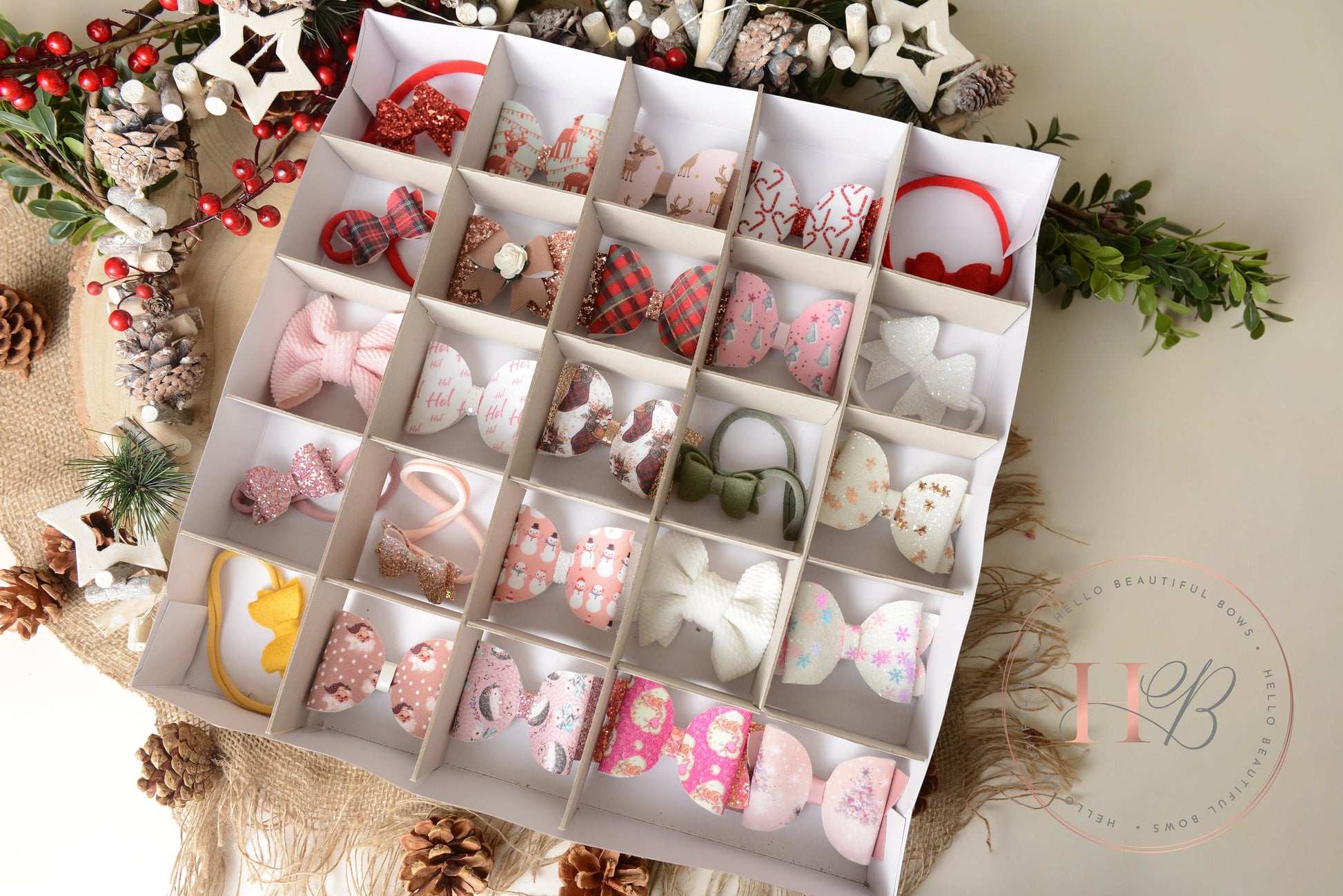 Hair Bow Advent Calendar, hair bows, hair bow, girls headband, baby headbands.