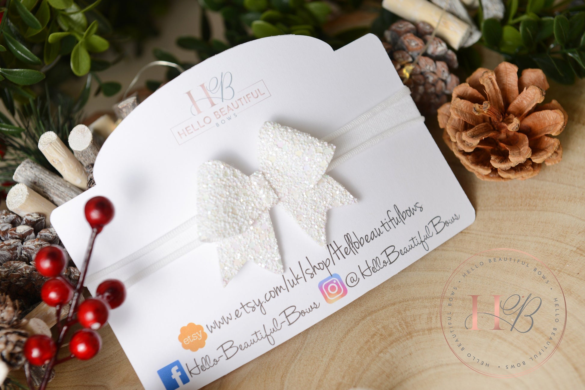 christmas baby headband, white glitter headband, white baby headband, newborn headband,