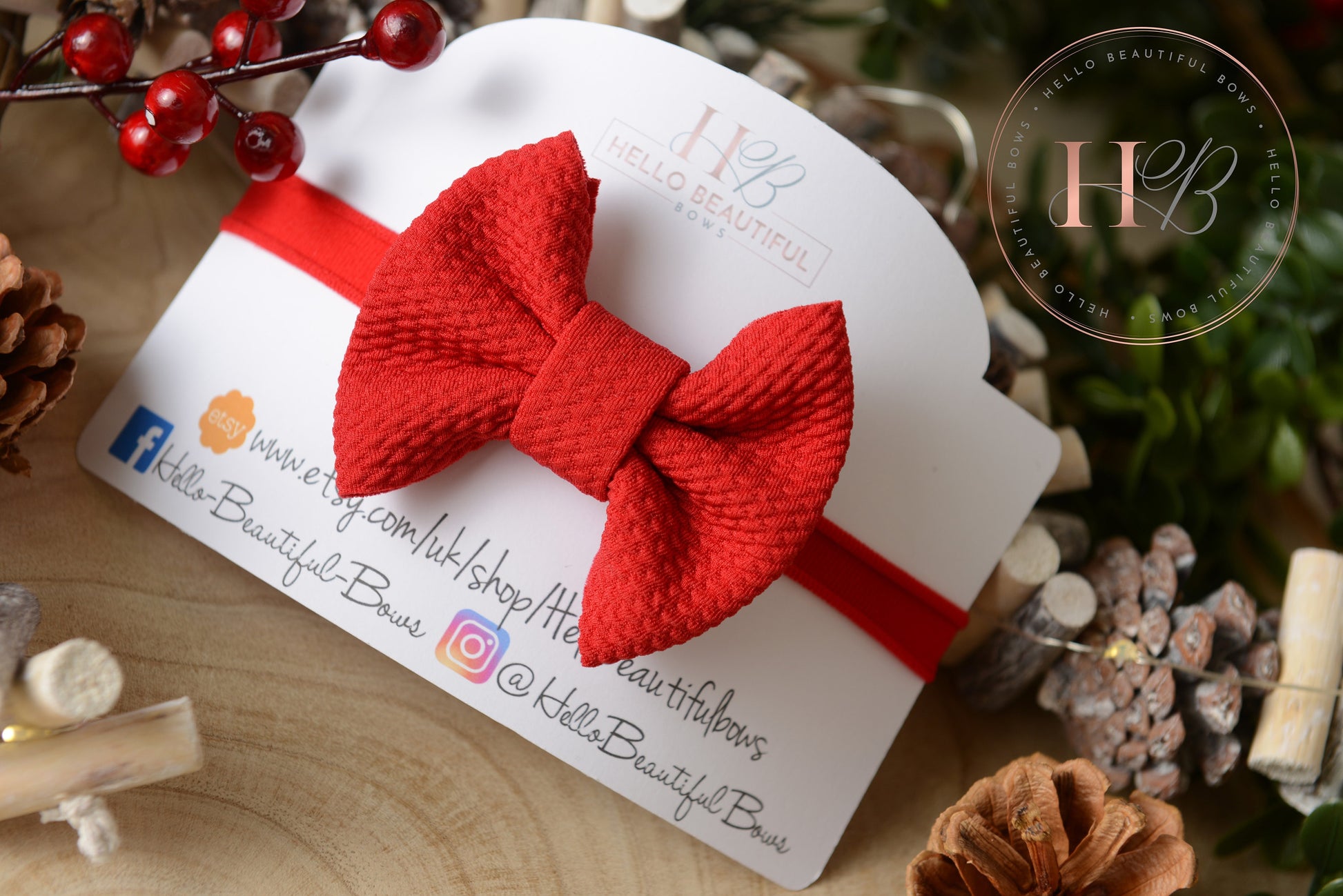 Red Bullet fabric headbands, baby headbands, baby girl headbands, Christmas headbands, soft headbands, baby bows, hair bows,