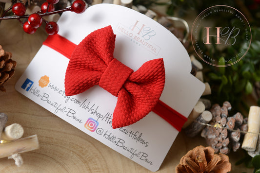 Red Bullet fabric headbands, baby headbands, baby girl headbands, Christmas headbands, soft headbands, baby bows, hair bows,