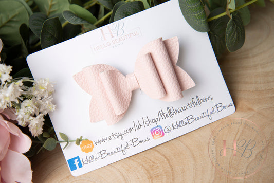 Baby pink leatherette hair bow , spring hair bows, girls hair bows, hair clips, baby headbands, girls headbands