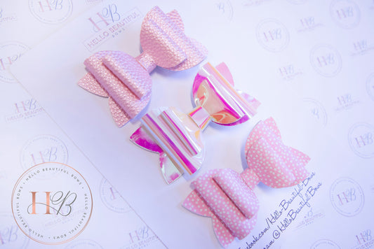 The Pretty in Pink set , hair bow, hair bows, hair clips. girls bows, girl gifts, gils headbands