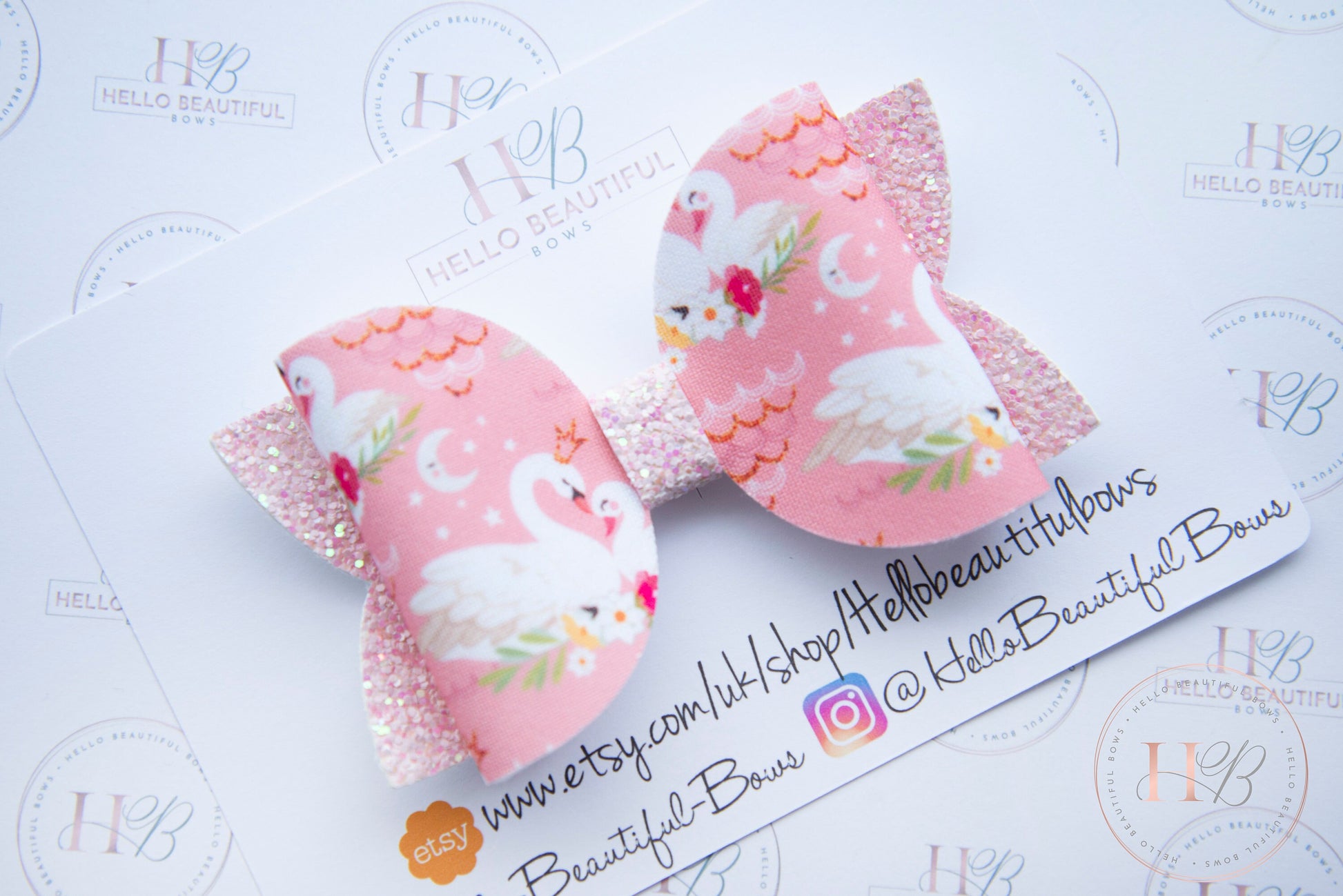 Pink Swan Hair bow, hair bows, hair clips, girls bow, girls headband, girls clips