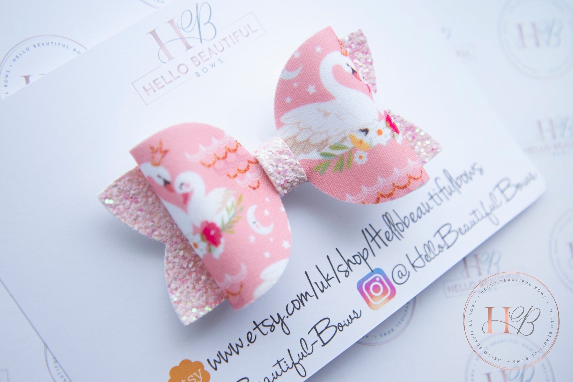 Pink Swan Hair bow, hair bows, hair clips, girls bow, girls headband, girls clips