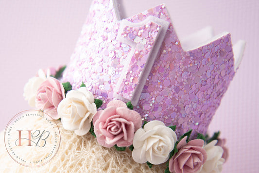 Lilac birthday crown, 1st birthday crown, 2nd birthday crown, Cake smash crown, birthday crown, glitter birthday crown