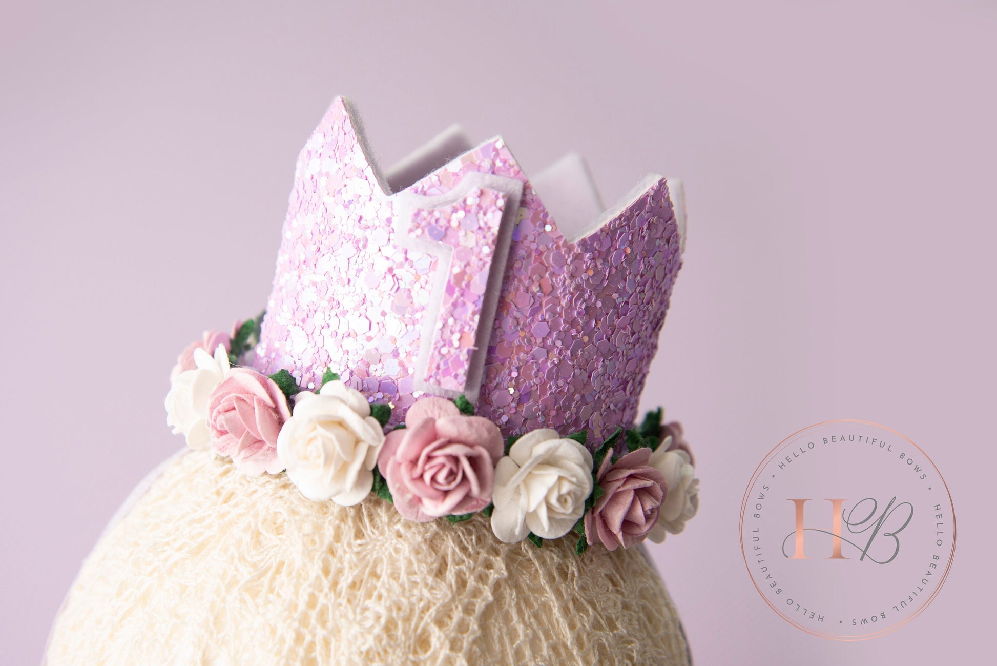 Lilac birthday crown, 1st birthday crown, 2nd birthday crown, Cake smash crown, birthday crown, glitter birthday crown