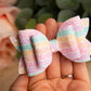 Pastel stripe glitter hair bow, girls hair bows, summer hair bow, hair clips, baby headbands, girls headband, girls glitter bows